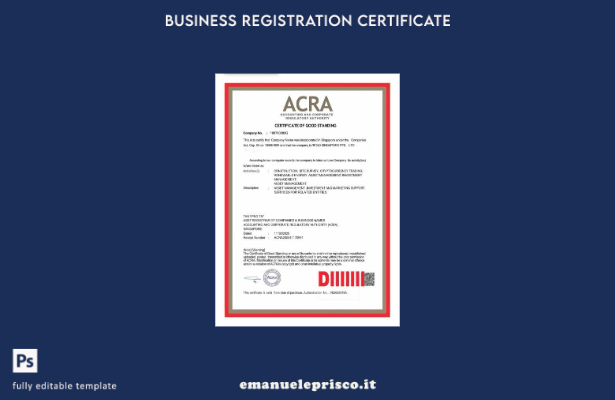 certificato di buona reputazione di Singapore in stile verificato modello Word 1